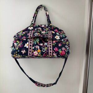 Vera Bradley Quilted Navy Floral RIBBONS‎ Weekender Travel Duffel Bag